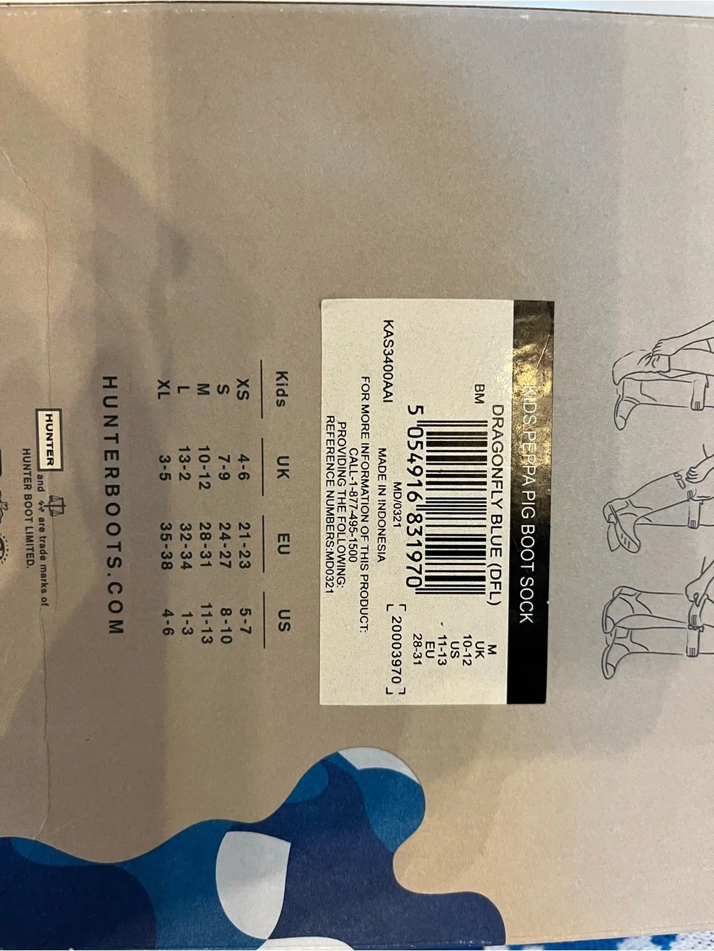 Hunter Kids Blue Fleece Boot Socks with Peppa Pig Cuff